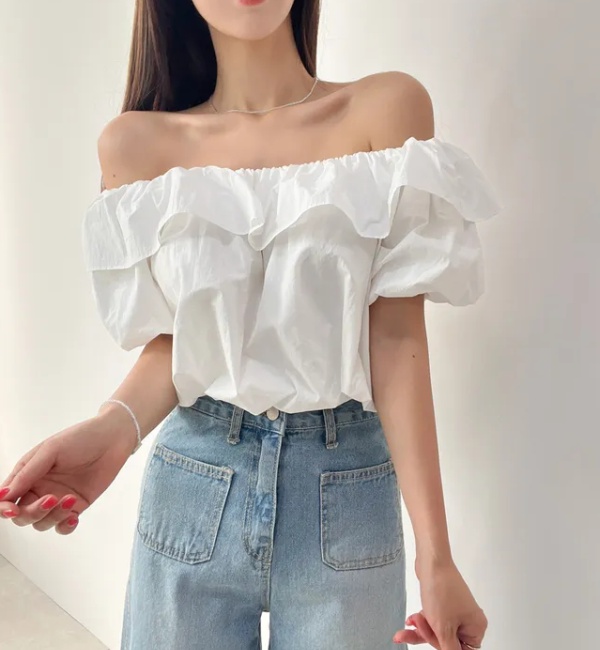 Niche short France style shirt summer puff sleeve tops