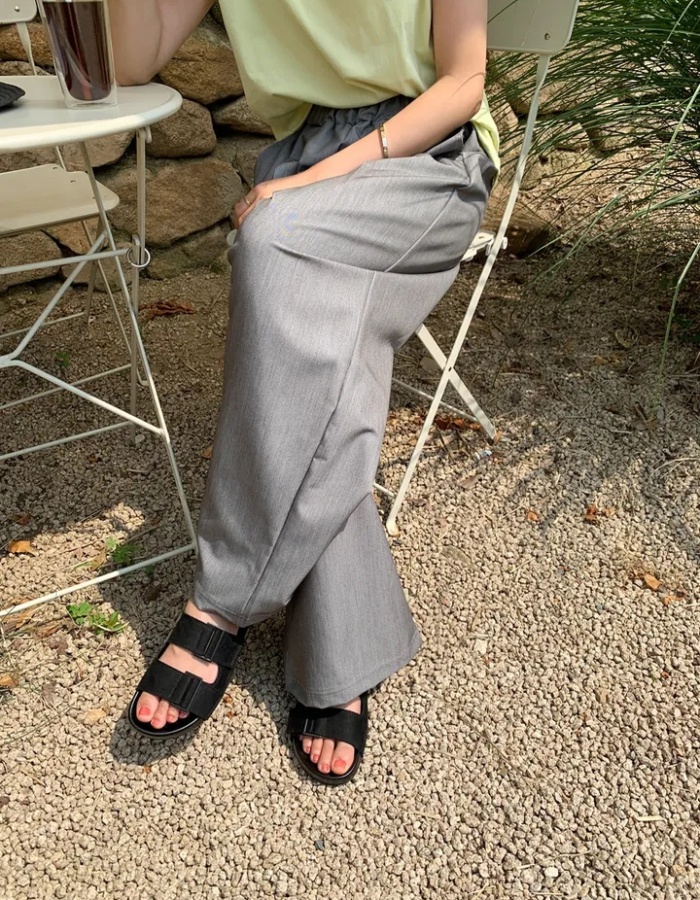 Loose folds simple straight all-match summer long pants