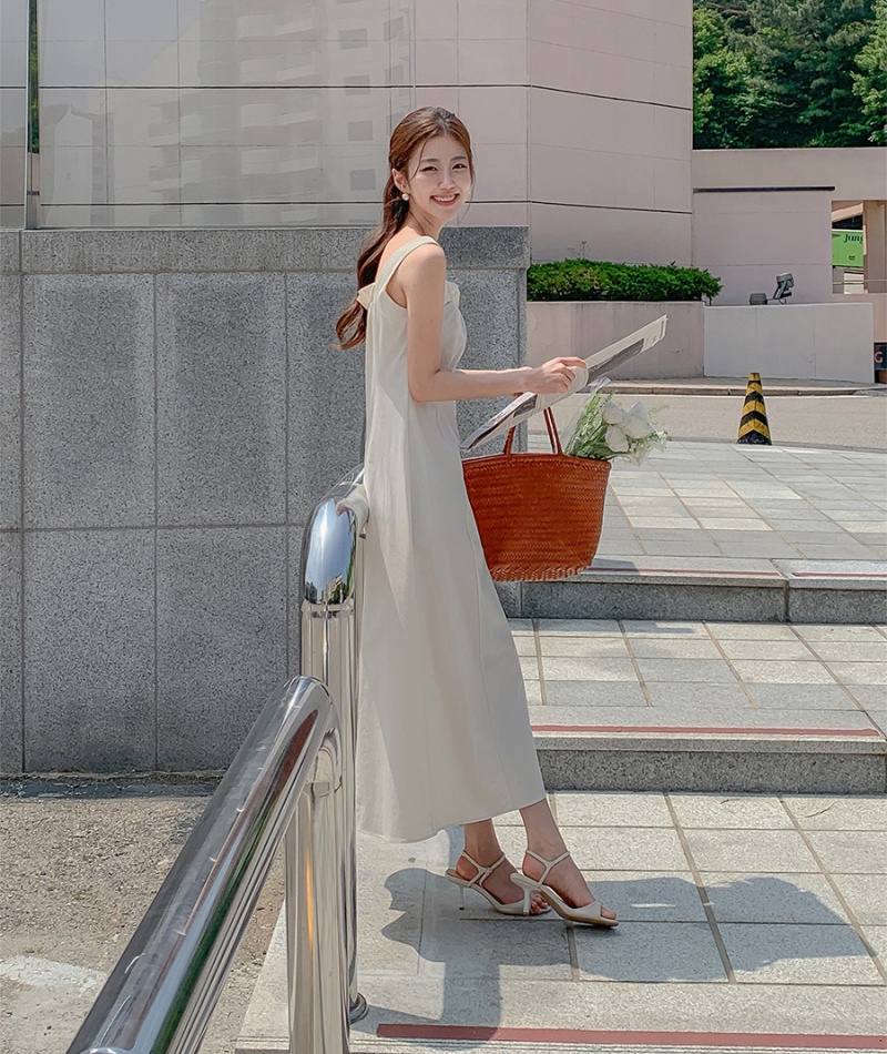 Summer temperament vest France style square collar dress