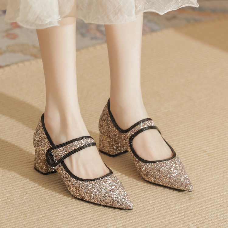 Pointed high-heeled shoes sequins shoes for women