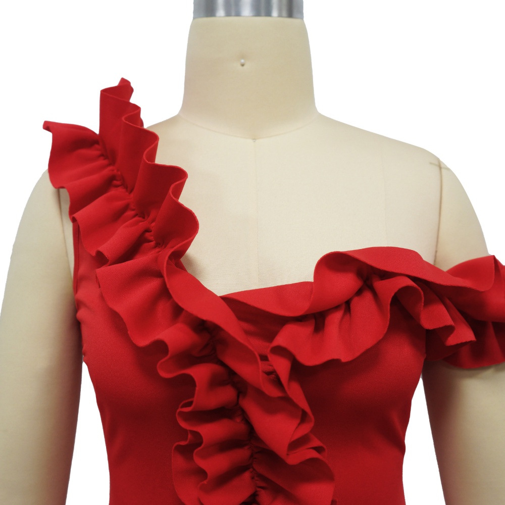 Split shoulder formal dress lace dress