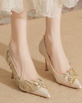 Pointed summer shoes France style rhinestone wedding shoes