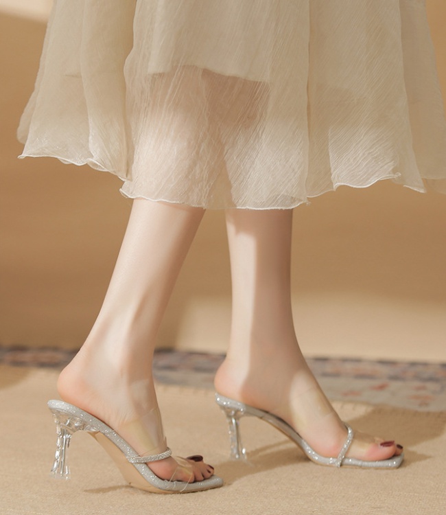 Fine-root high-heeled shoes transparent sandals