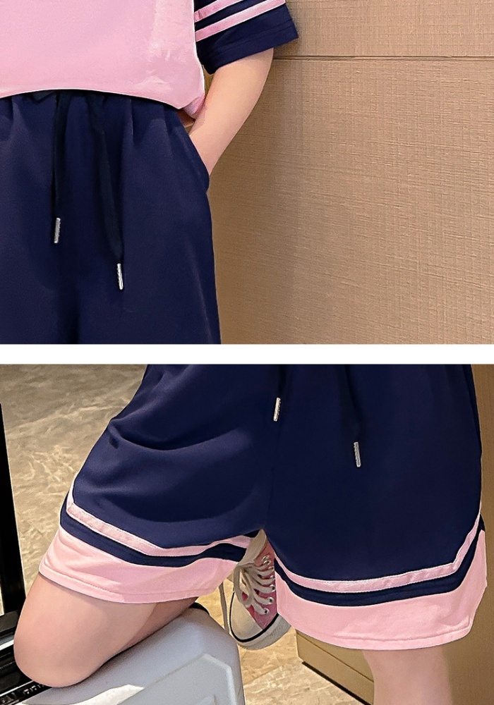 Child sports loose short sleeve thin girl shorts 2pcs set