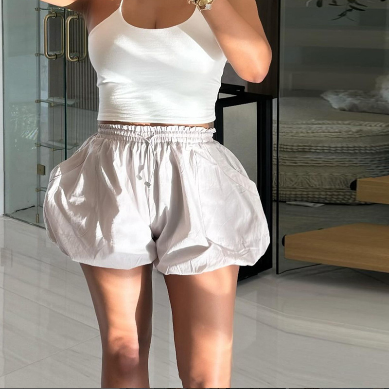 Slim loose bloomers elastic waist shorts for women