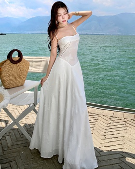 Pinched waist France style long dress A-line dress for women
