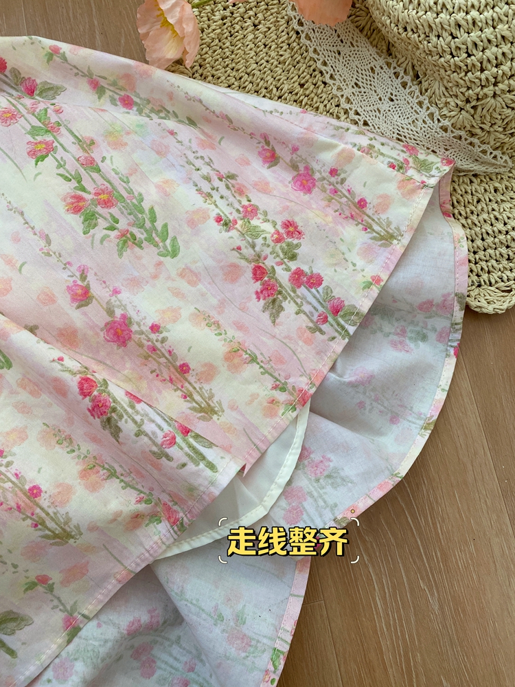 Blooming square collar summer dress for women