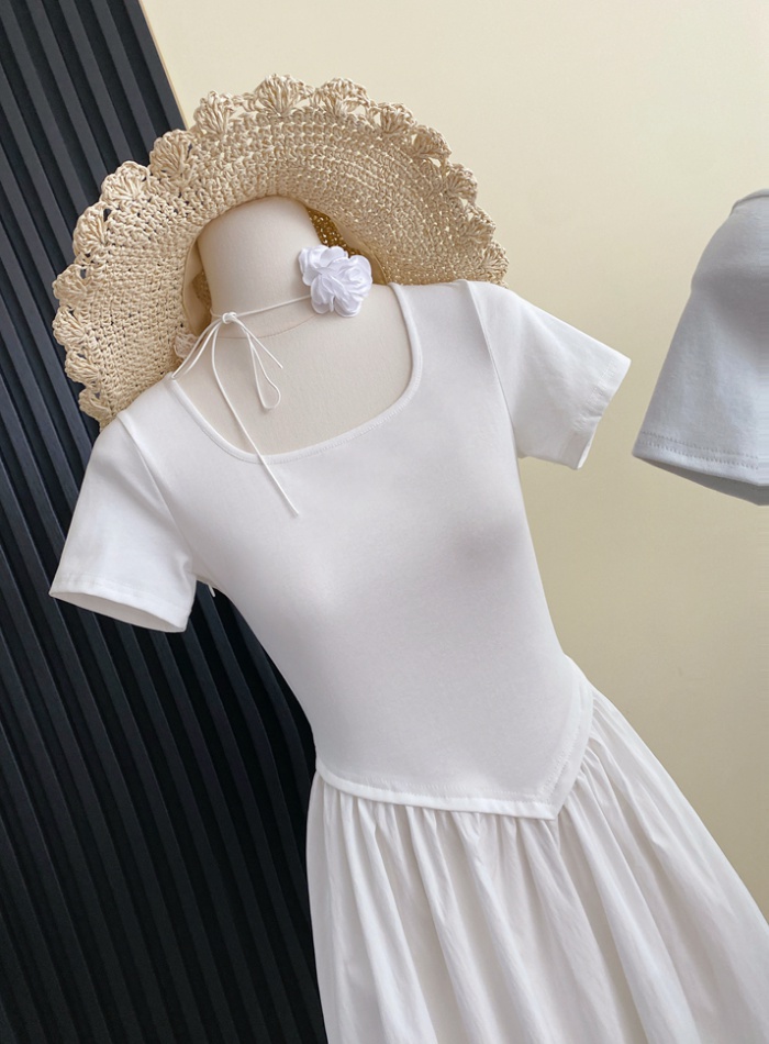 Summer retro France style Pseudo-two dress for women