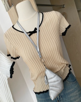 Pure knitted summer short sleeve ballet enticement T-shirt