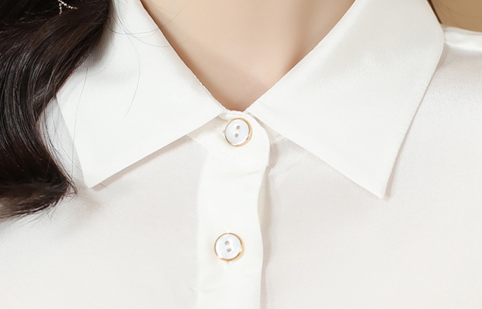 White real silk tops printing summer shirt for women