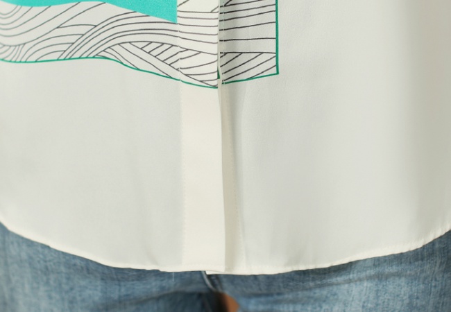 Niche slim summer real silk shirt silk printing short sleeve tops