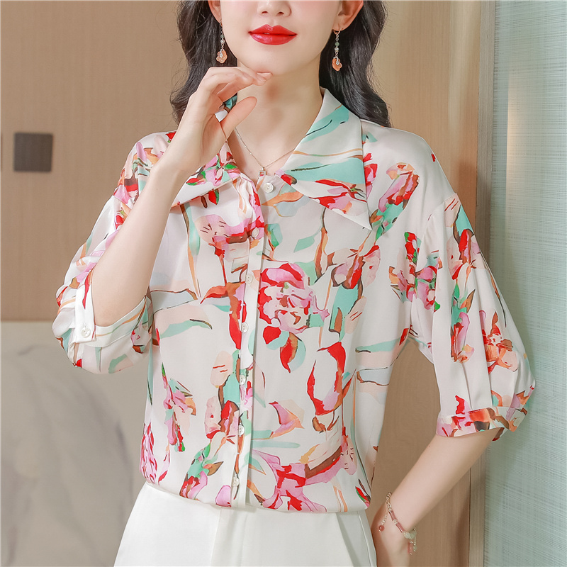 Real silk fashion tops beautiful shirt for women