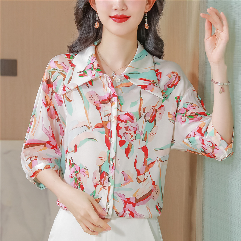 Real silk fashion tops beautiful shirt for women