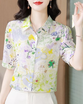 Summer temperament tops real silk silk shirt for women