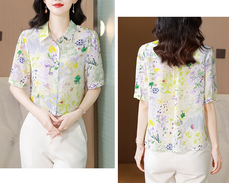 Summer temperament tops real silk silk shirt for women