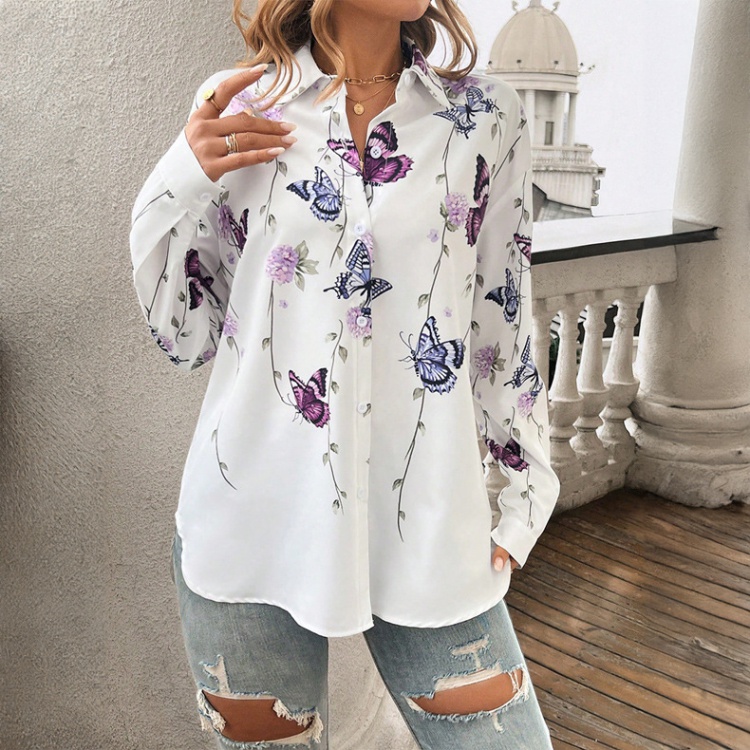 Printing tops spring and summer cardigan for women