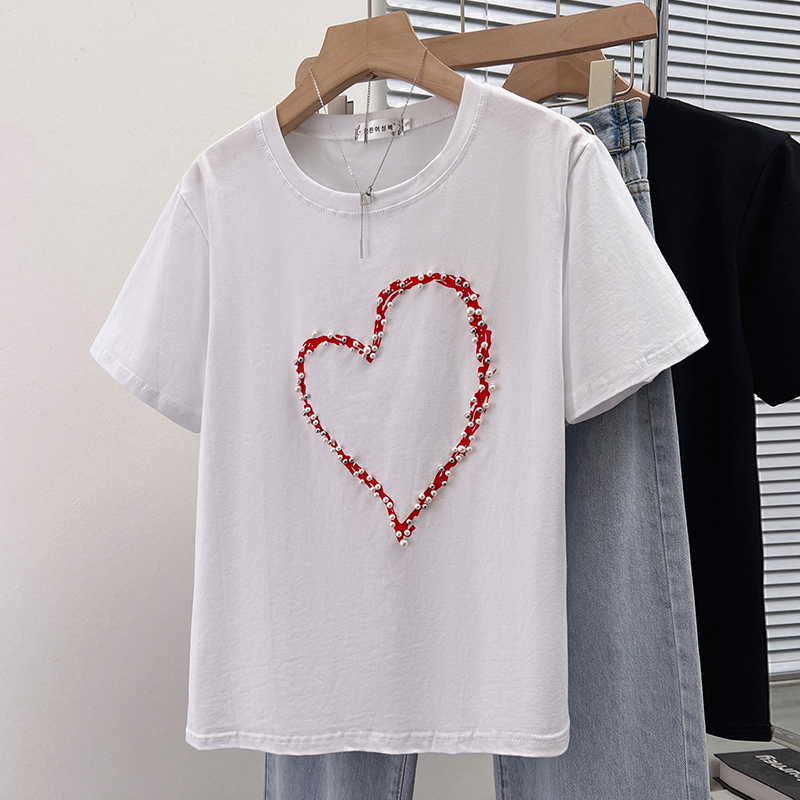 Heart Korean style tops short sleeve T-shirt for women