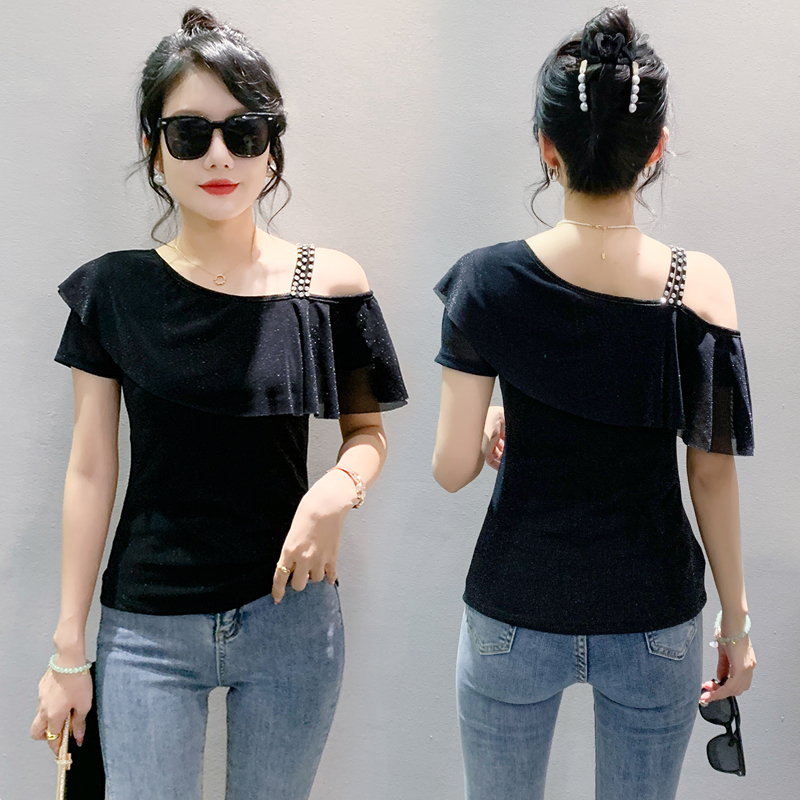 Western style gauze short sleeve T-shirt for women