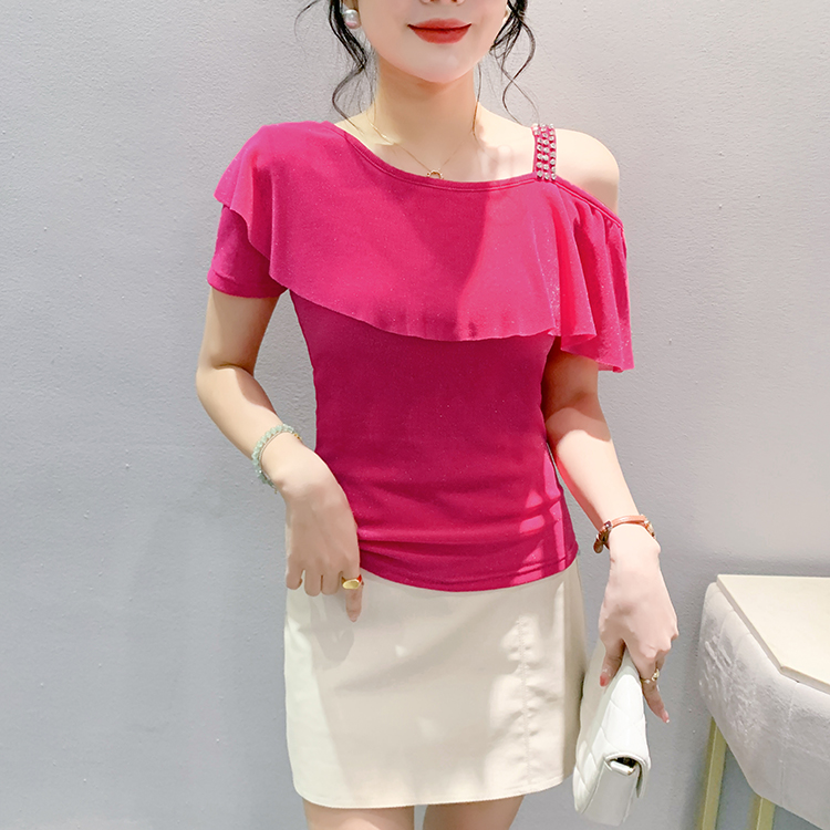 Western style gauze short sleeve T-shirt for women