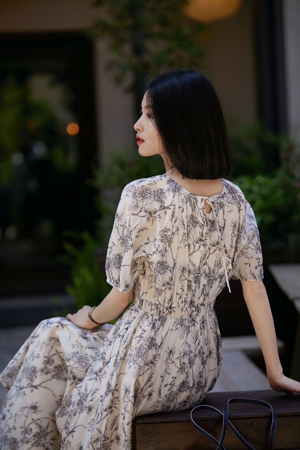 Chiffon vacation slim pinched waist dress