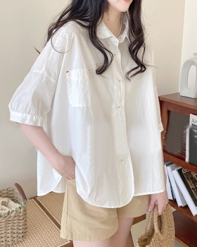 Korean style doll collar A-line shirt short sleeve commuting tops