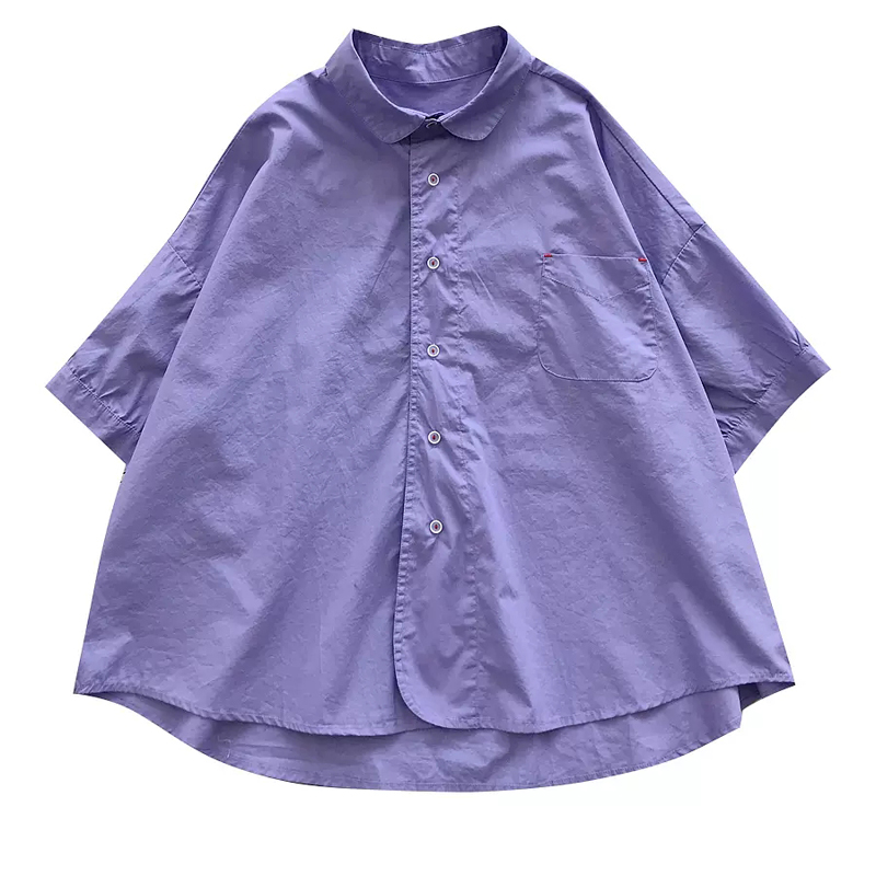 Korean style doll collar A-line shirt short sleeve commuting tops