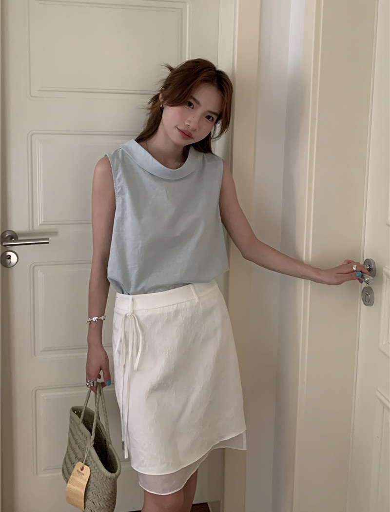 Simple Korean style temperament tops pullover pure vest