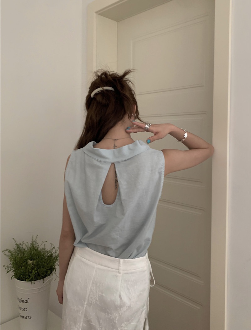 Simple Korean style temperament tops pullover pure vest