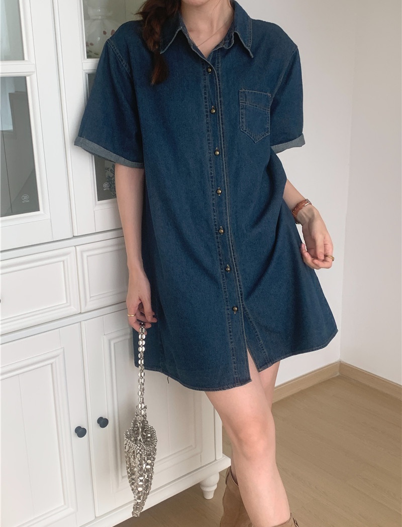 Temperament all-match Korean style short sleeve dress