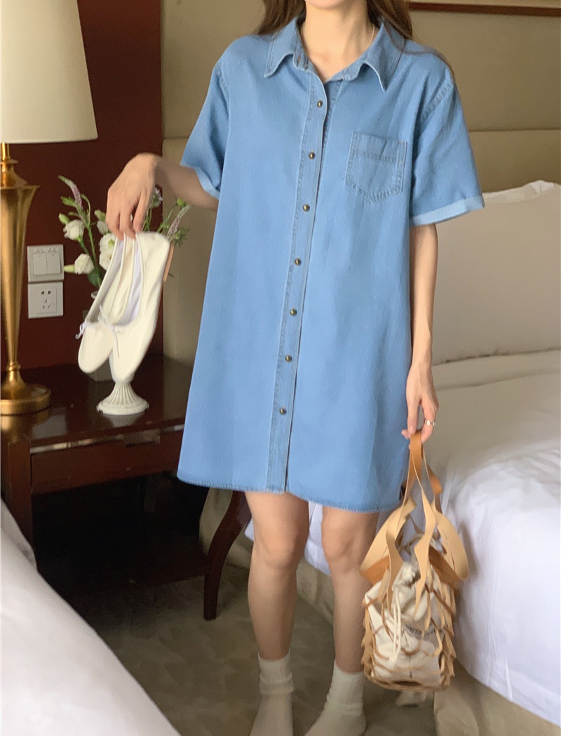 Temperament all-match Korean style short sleeve dress