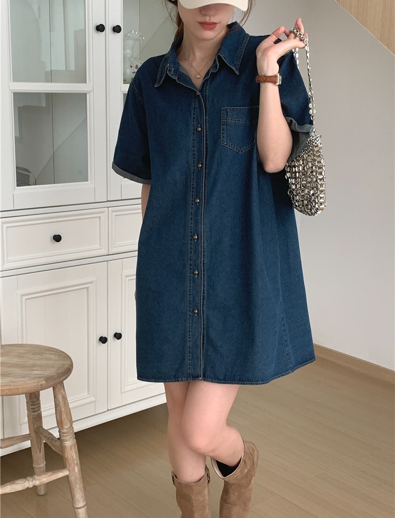 Temperament all-match Korean style short sleeve dress