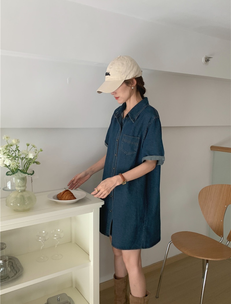 Temperament all-match Korean style short sleeve dress