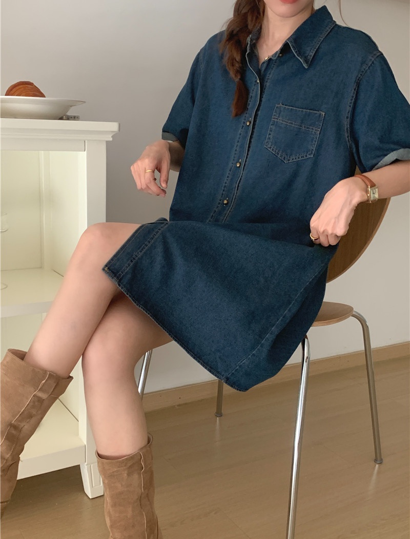 Temperament all-match Korean style short sleeve dress