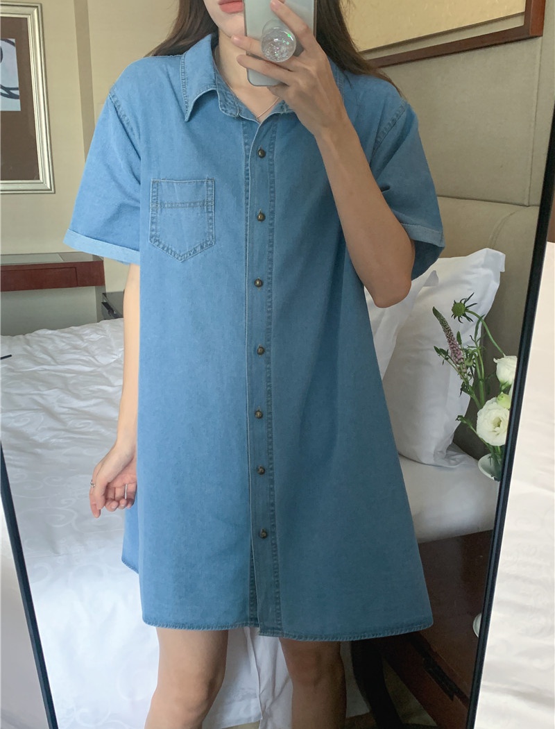 Temperament all-match Korean style short sleeve dress