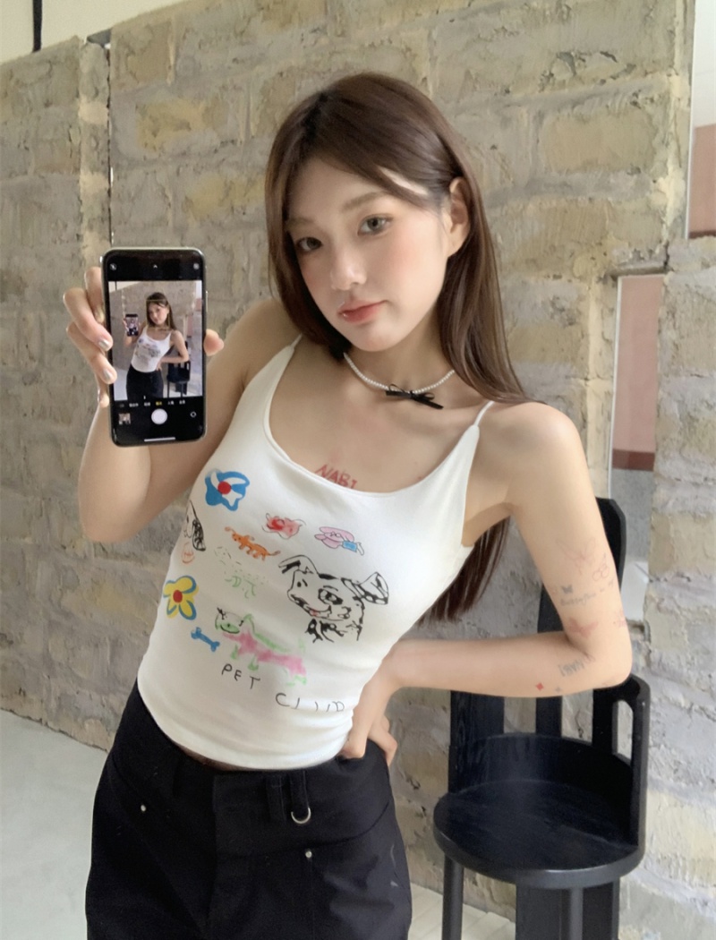 Printing cartoon tops with chest pad small sling