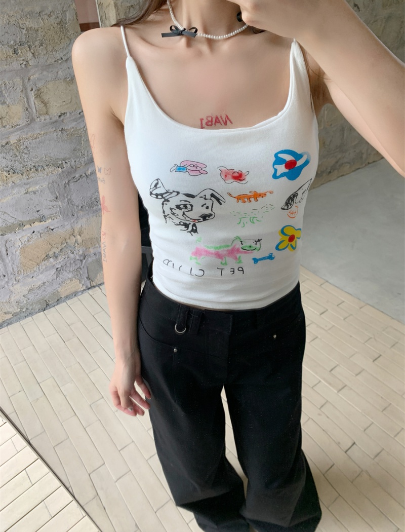 Printing cartoon tops with chest pad small sling