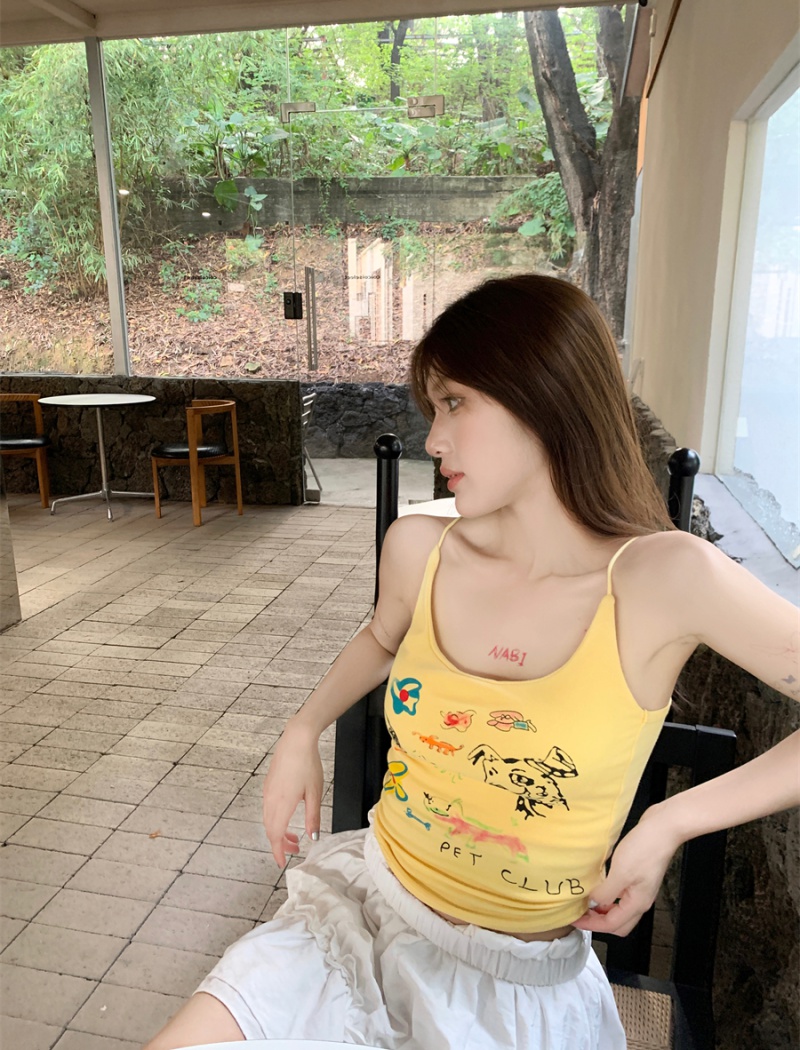 Printing cartoon tops with chest pad small sling