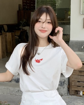 Show young embroidery T-shirt white summer tops