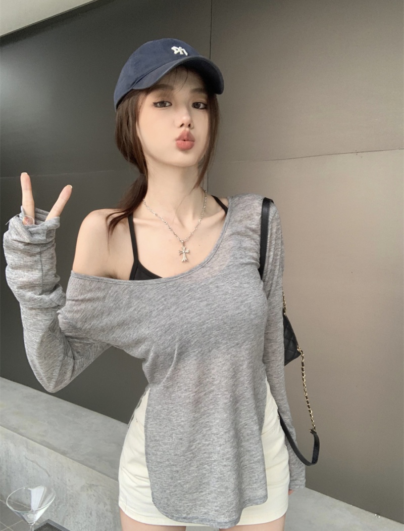 Casual sunscreen T-shirt strapless loose smock