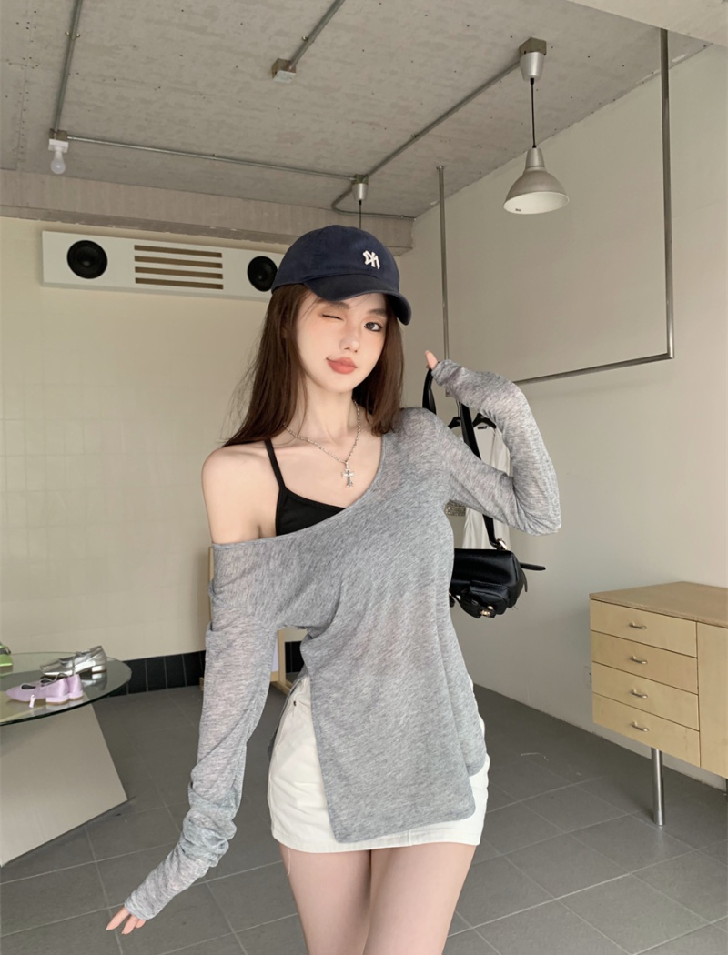 Casual sunscreen T-shirt strapless loose smock