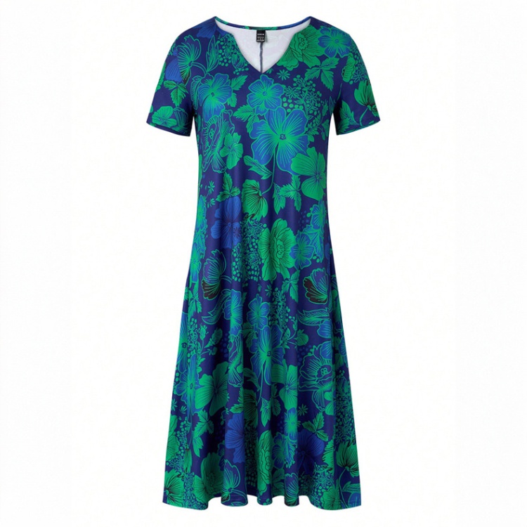 Spring and summer pullover short sleeve printing dress