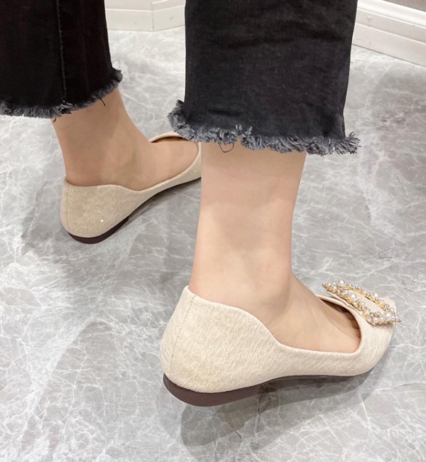 Metal buckles lazy shoes pointed shoes for women