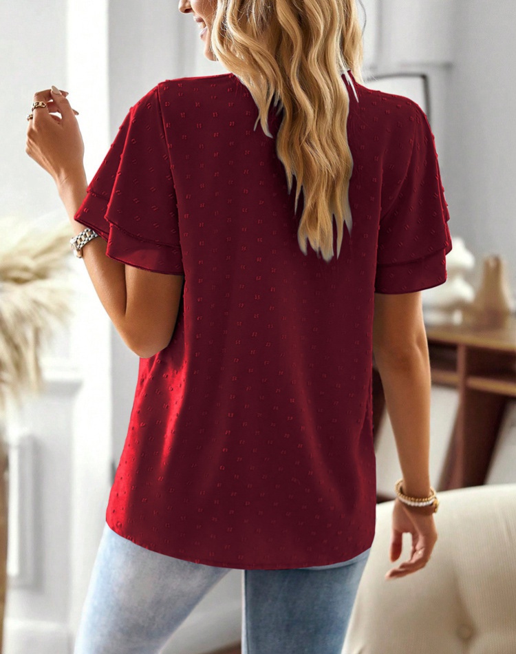 Pullover temperament T-shirt V-neck shirt for women