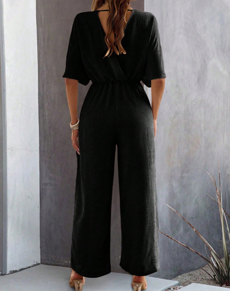Short sleeve Casual spring and summer wide leg jumpsuit