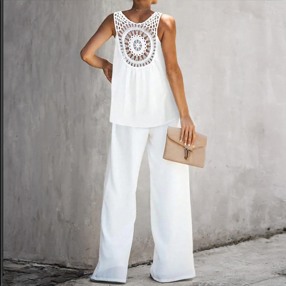 Casual spring and summer vest pure long pants a set for women