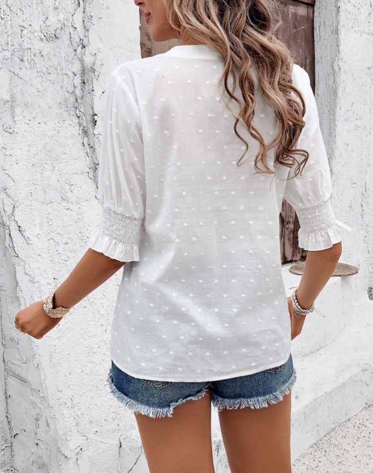 Puff sleeve pure T-shirt summer loose tops for women