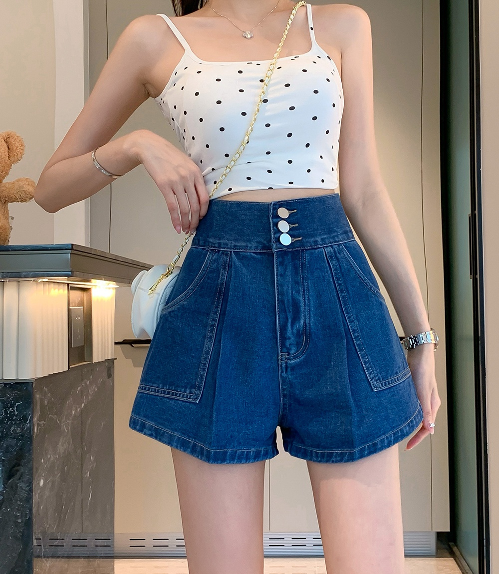 Wide leg high waist all-match summer Korean style short jeans