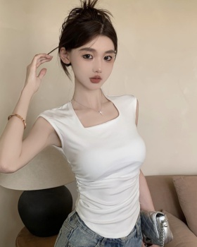 Niche short square collar tops summer enticement T-shirt