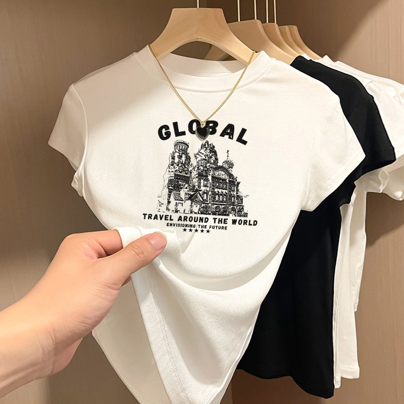 Printing European style tops summer short sleeve small shirt