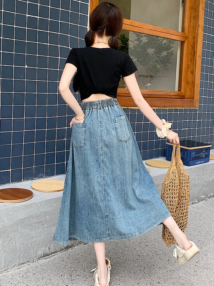 Fashion autumn pure cotton washed denim denim skirt